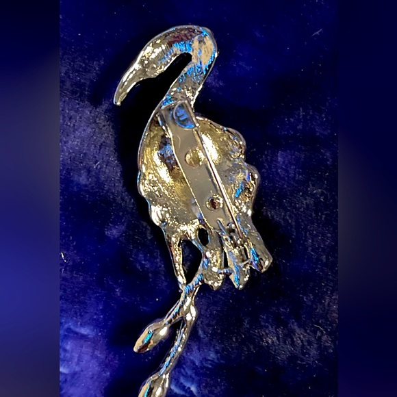 Vintage Brooch. Bling Flamingo with one large beveled clear rhinestone - Picture 2 of 5